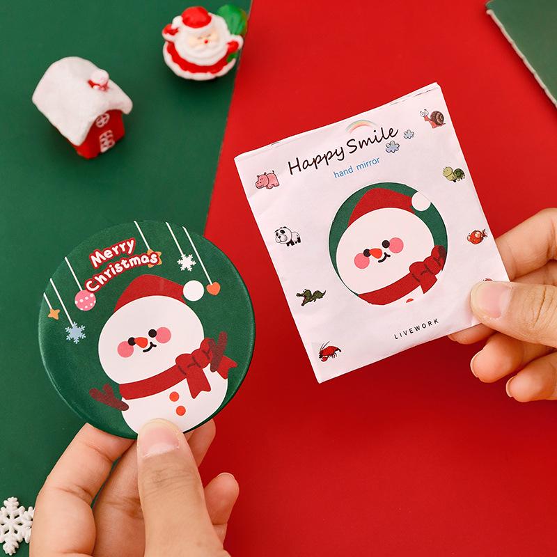 Portable Cartoon Christmas Mirror - Compact Cute Makeup Gift for Students