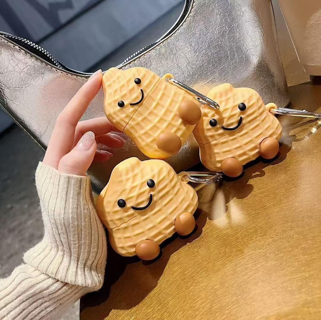 For AirPods Pro 2/AirPods Pro Silicone Case Peanut Shaped Earphone Protective Cover with Buckle