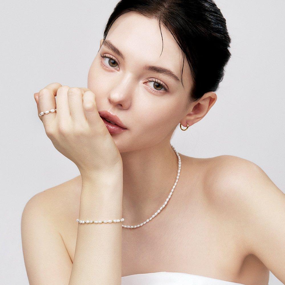 14K Blush Cut Ball Pearl Bracelet