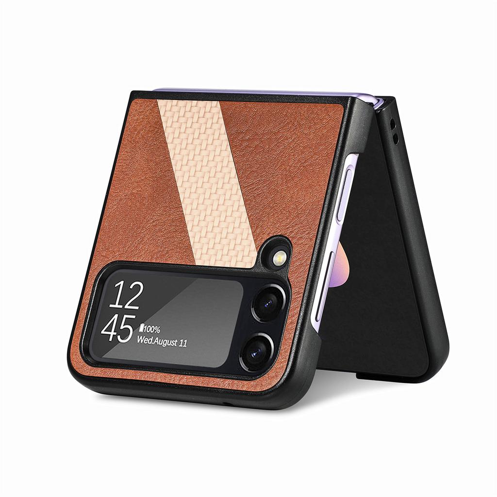 Anti -Falling Folding Leather Phone Bag Case For Samsung Galaxy Z Flip4 5g Flip 4 Zflip4 Anti -Knock Slim Hybrid Color Cover
