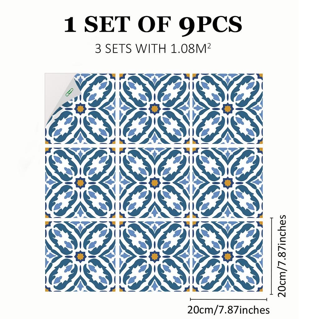 Mediterranean Wind Thickened Living Room Wear-Resistant Retro Pvc Floor Sticker Matte Floor Tile Self-Adhesive Bathroom Wall Sticker