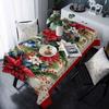 Christmas Poinsettia Pine Needle Tablecloth for Table Decor Reusable Winter Kitchen Dining Tablecloth Christmas Decorations
