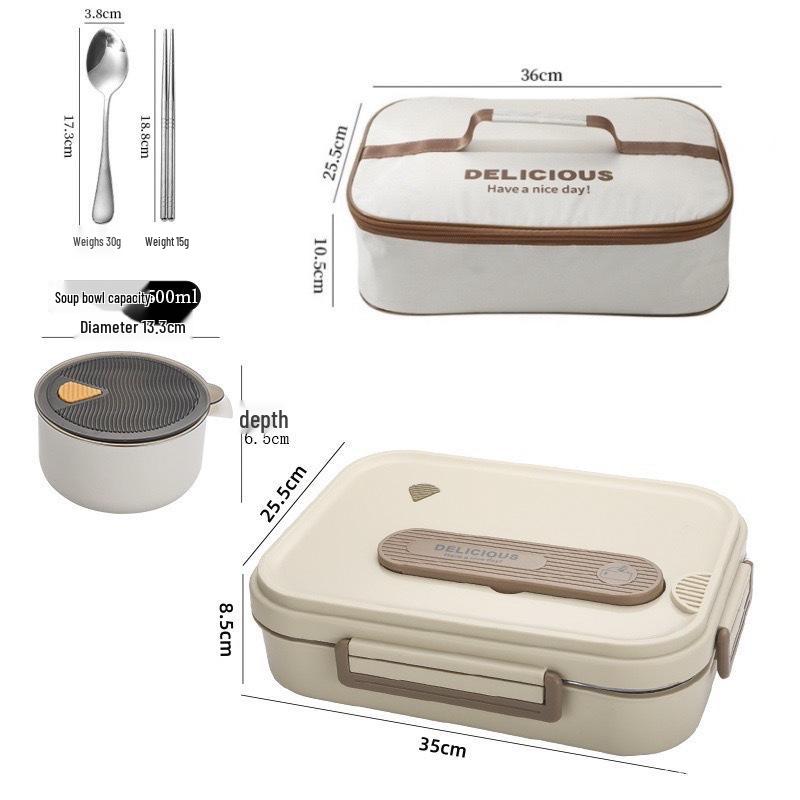Extra Large 316 Stainless Steel Office Lunch Box with Six Compartments for Adults - Large Capacity Meal Tray