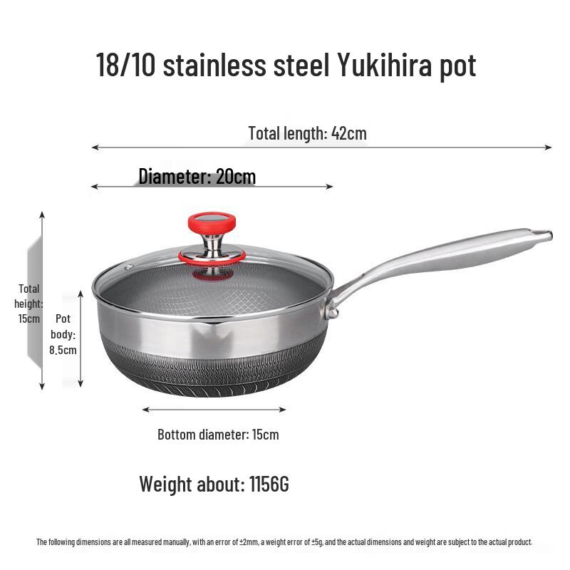 Zhishi SUS316 Thickened Yukihira Saucepan, 20cm