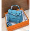 Smiley Bag 2025 New Cute Mini Messenger Bag First Layer Cowhide Shoulder Handbag Spoof Kelli Bag Woman