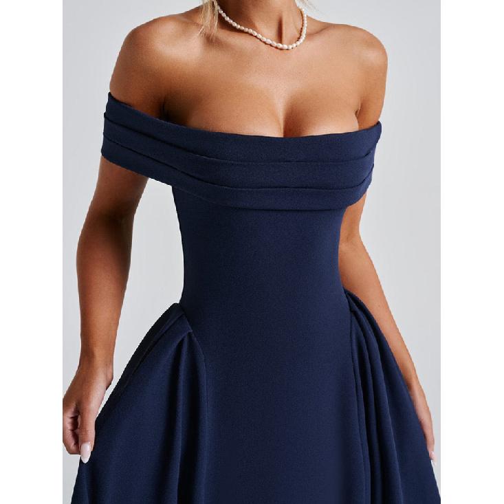 Elegancka Sukienka Damska Bez Ramiączek, Bez Pleców, na Jedno Ramię, w Czystym Kolorze, Letnia-Graniczna, Modna