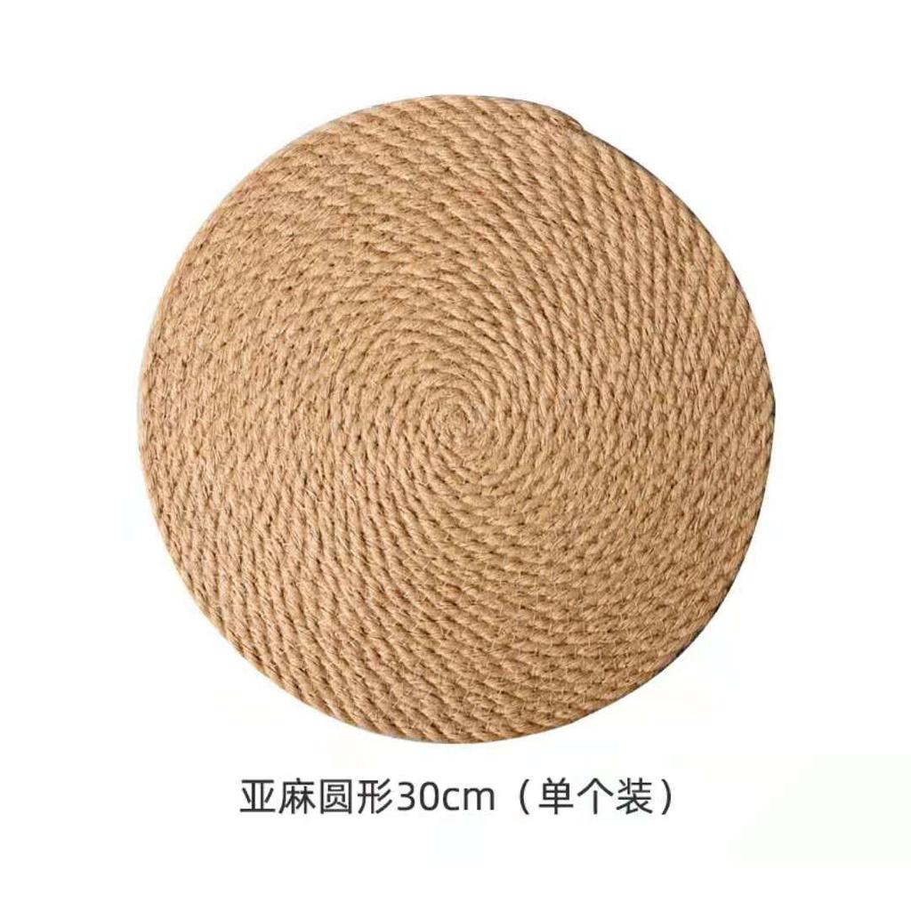 Nordic Ins Linen Woven Placemat Straw Coaster Japanese Cotton and Linen Bowl Mat Pot Mat Dining Table Household Insulation Mat