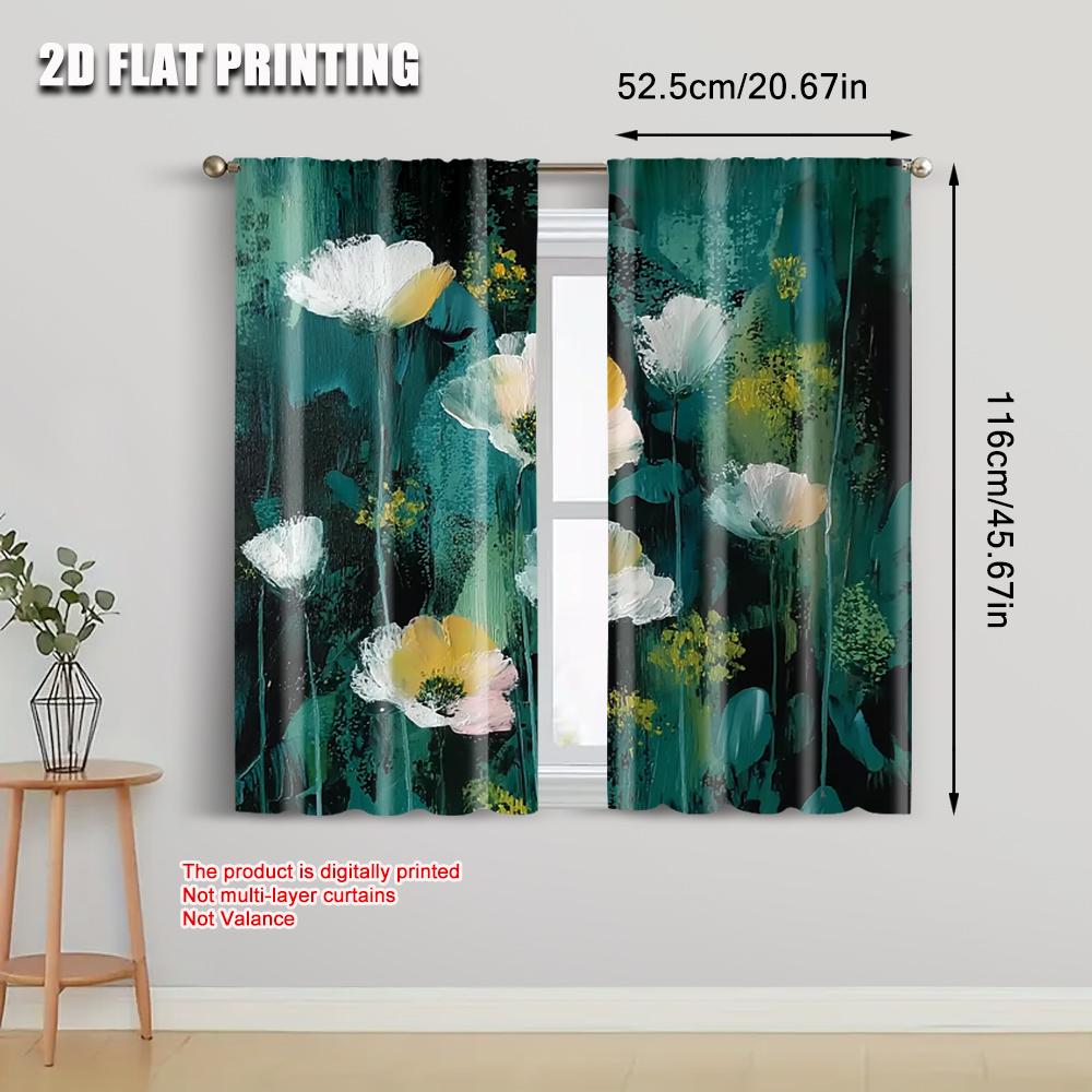 2pcs 2D flat printing Curtains Flowers Fabric Without Electricity Birthday Party for gold wall decor