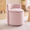 075-Modern Vanity Stool with Storage, Velvet Upholstered Chair with Backrest & Cushion, Vanity Chair for Bedroom & Dressing Table, 1 Piece, Pink