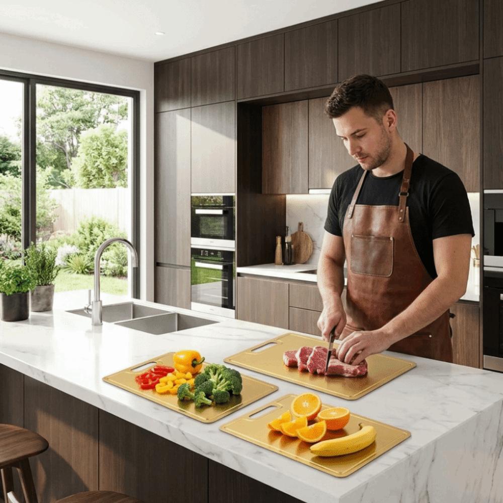 Thickened Cutting Board Double Sided Chopping Plate Stainless Steel Chopping Board  Cut Fruits