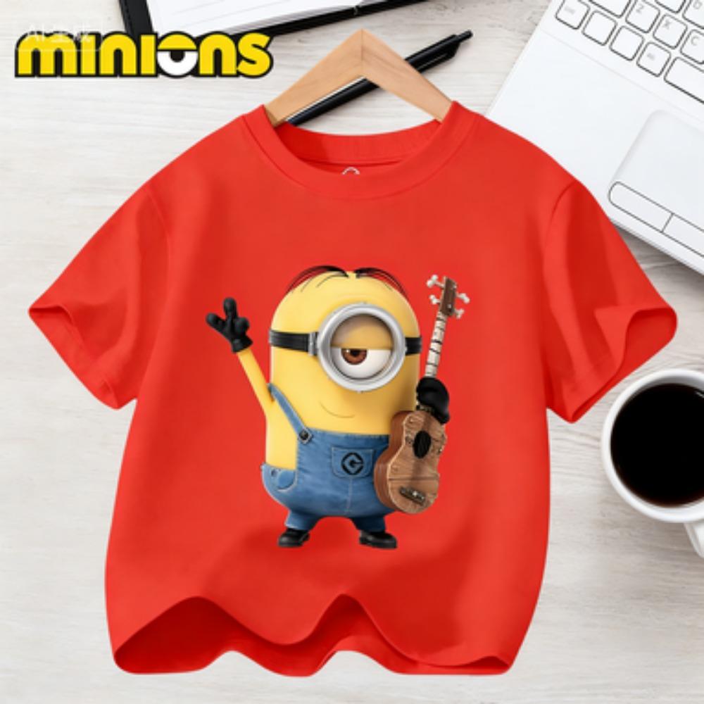 The Baby-Snatcher Minions Printed T-shirts for Kids-casual Short-sleeved Tops for Boys and Girls in Summer