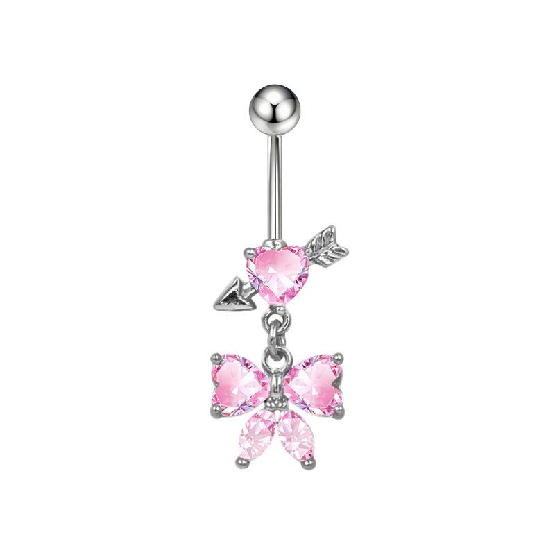 Gaibei Heart-shaped Bow Navel Ring - European & American Trendy Style Belly Button Jewelry