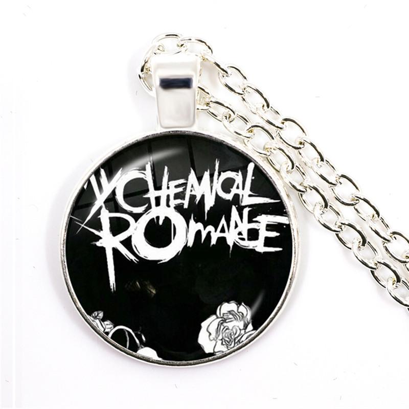 Punkové náhrdelníky Rocková kapela My Chemical Romance Kulatá skleněná kopule Kabošon Náhrdelník Módní Fanoušci Článkový řetěz Šperky