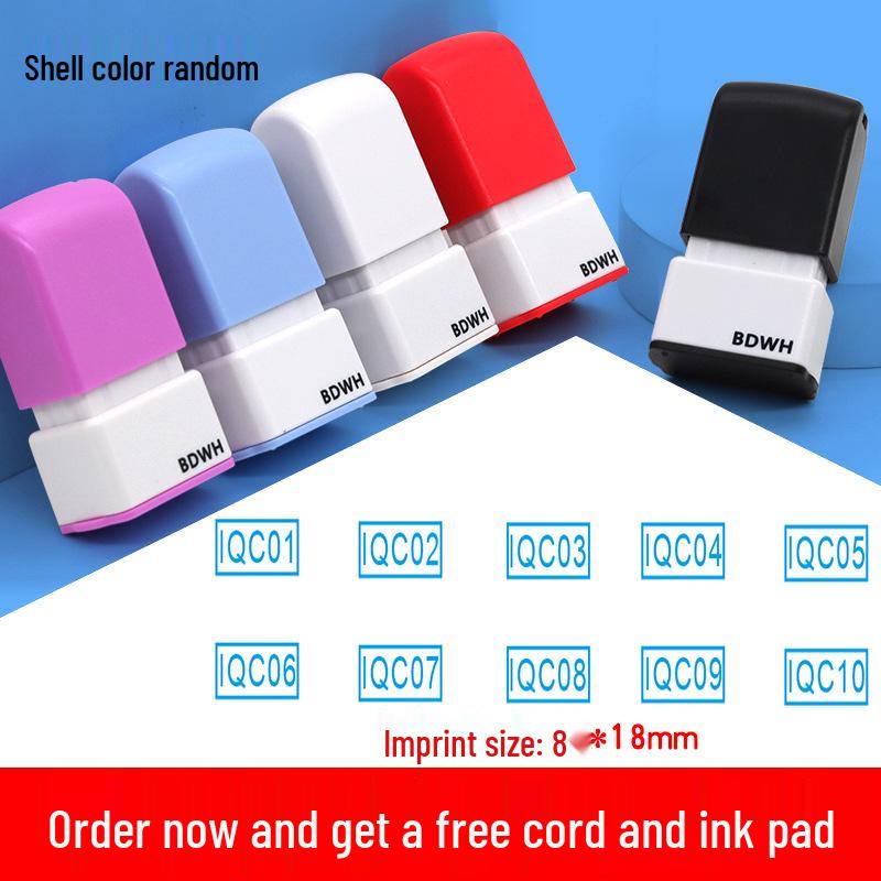 Medium QC Stamp: Auto-Inking, Employee & Pass Numbering, Inspection Approved.