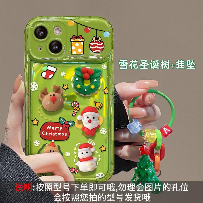 Applicable to Apple 15 mobile phone case iPhone16promax Christmas doll 13 flip mirror 11/12 silicone 17