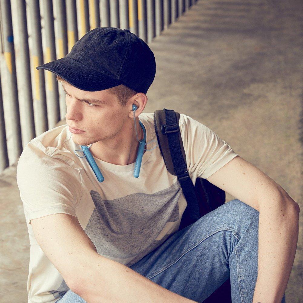 Sony Kabellose Ohrhörer Bluetooth bis zu 20 Stunden Dauerbetrieb mit 2017 Blue L WI-C400 kompatibel, Wiedergabe, In-Ear-Typ, Mikrofon, Modell, WI-C400