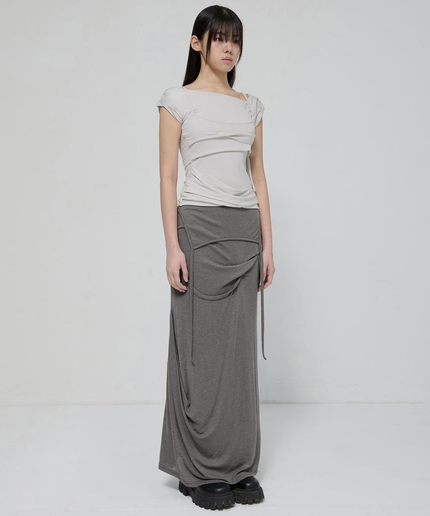 Peulleeoeob Layered Bustier T-Shirt (Fl-108_Cloud White)