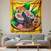 Colorful Sushi Platter Illustration Patterned Tapestry Decorative Wall Hanging, Home Bedroom Living Room Decor