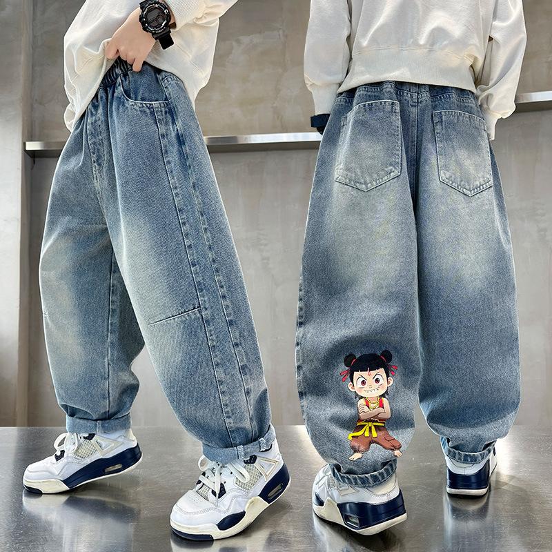 Blugi de băieți Pantaloni de toamnă la modă pentru copii Pantaloni largi casual