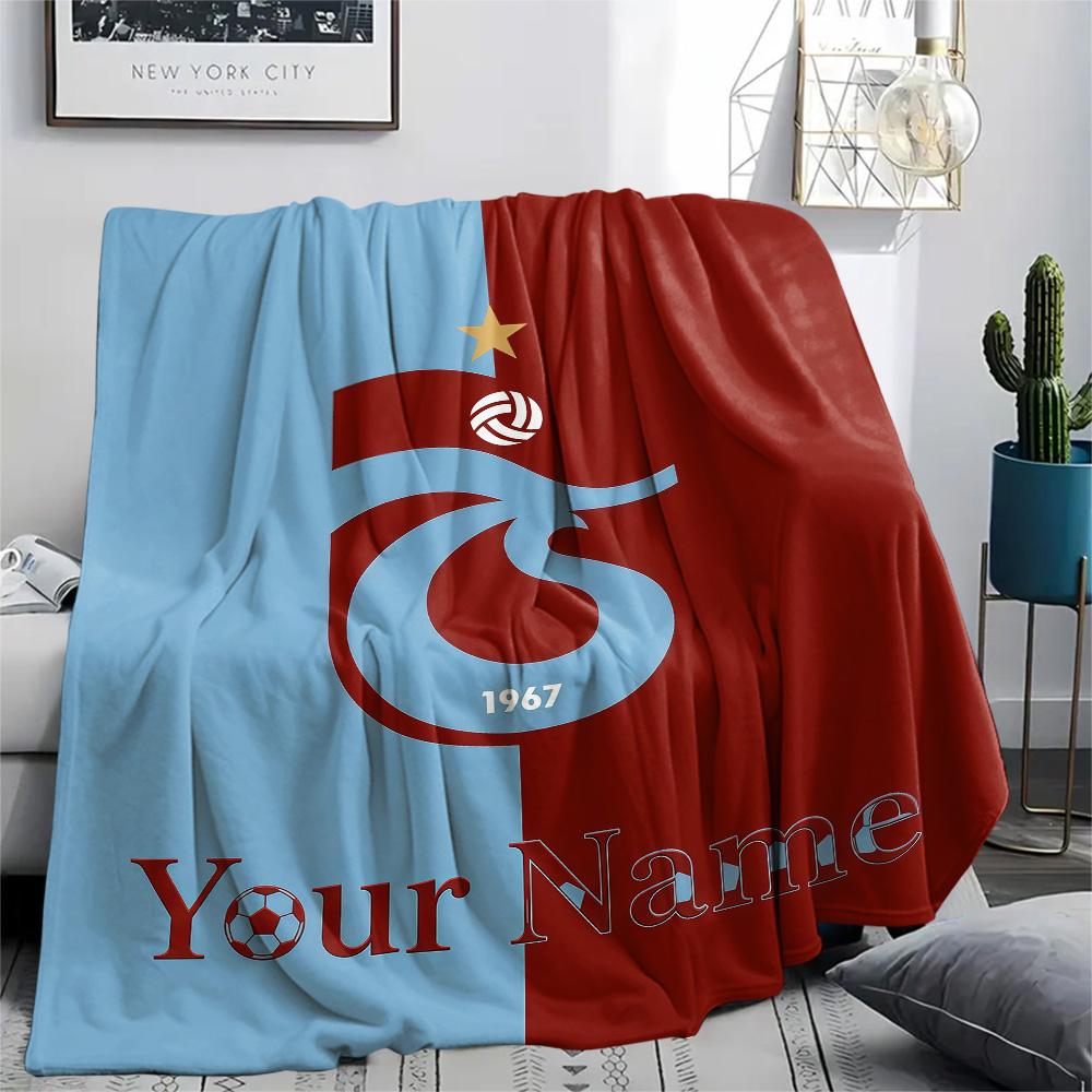 1PC Custom Name Trabzonspor Patterned Flannel Blanket Suitable For All Seasons for Home Decor Warmth and Comfort Gifts Holiday Present -HE223