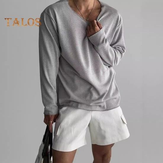 Jaro Podzim Muži Top Kulatý výstřih Dlouhé Rukávy Tenké Vyhloubené Jednobarevné Volné Pulovr střední délky Hip Hop Streetwear Mikina