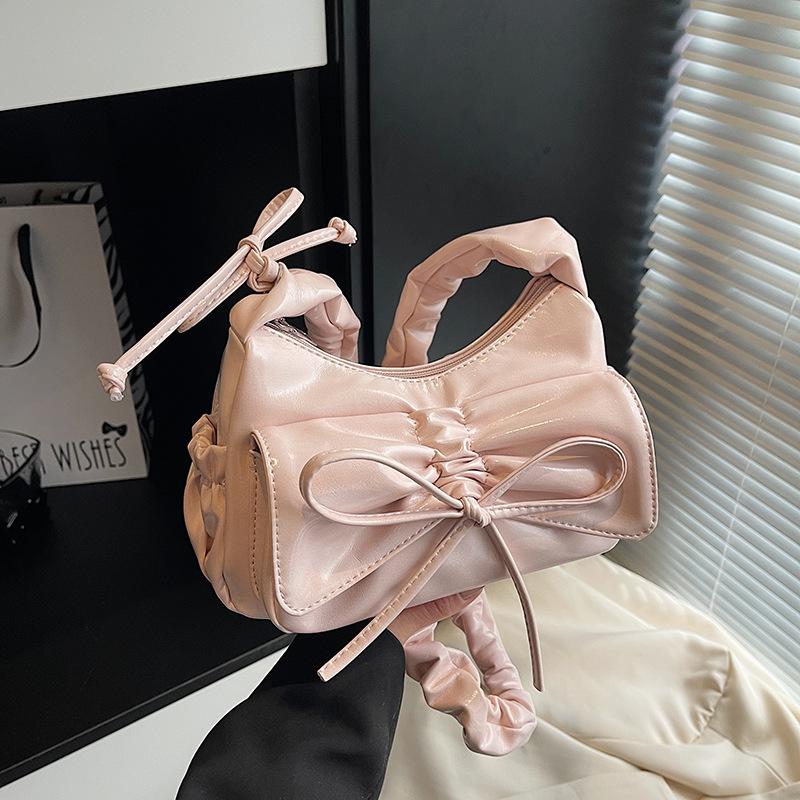 Bag women 2025 new design sense niche fashion messenger bag popular this year pleated armpit small square bag