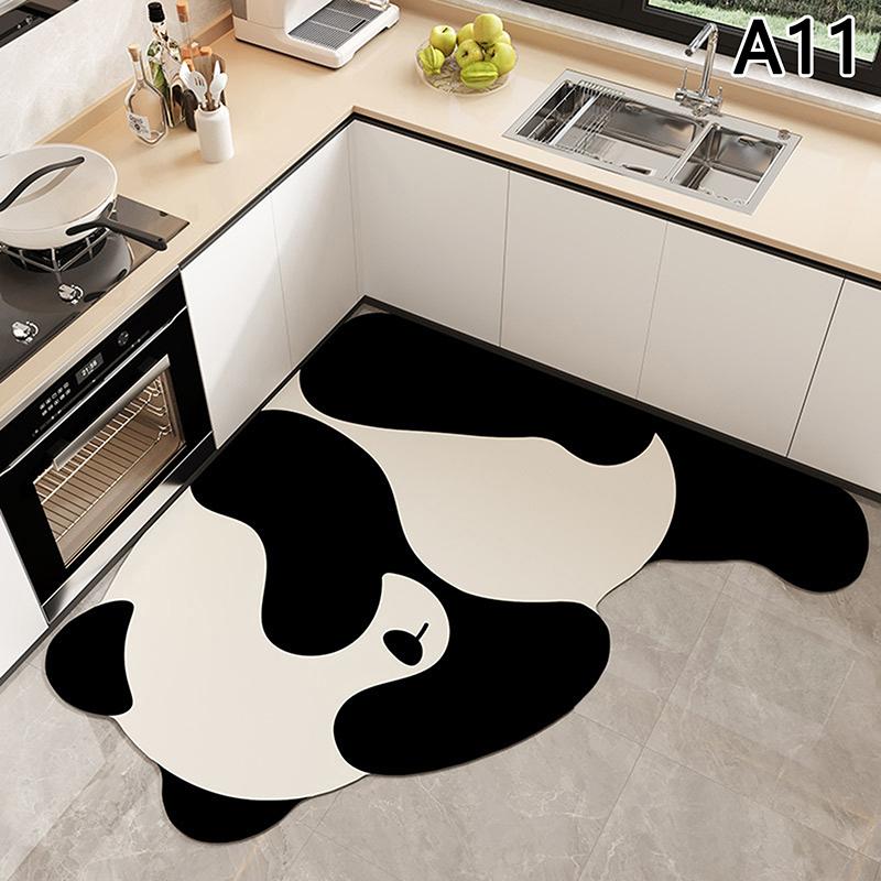 L-Shape Absorbent Kitchen Floor Mat Mat Long Diatomite Kitchen Rug Soft Washable Carpets Solid Color Bathroom Entrance Doormat