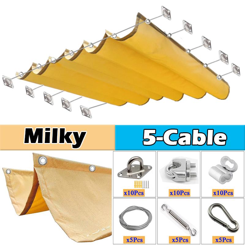 Width 3m Telescopic Wave Sunshade Sail Outdoor Pergola Retractable Shading Cover Swimming Pool Sunshade Net With Accessories (Beige,W3m x L3m) бежевый