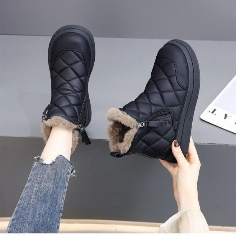 Warm snow boots women's fleece thickened soft-soled comfortable cotton boots new snow cotton short boots