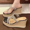 Fashion Fashion Rhinestone Wedge Heel Slippers Women Transparent Pvc Chunky Platform Sandals Woman Shiny Crystal Thick Bottom Sandalias