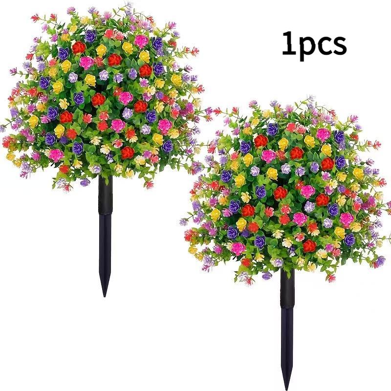 Artificial Flower,Artificial Petunias With Ground Stake, 18" Outdoor Faux Flowers For Garden, Yard, Planter And Porch