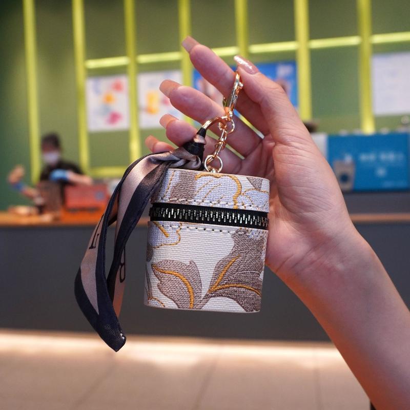 Vintage Mini Bucket With Scarf Coin Purse Embroidery Lipstick Storage Bag Earphone Bag Small Bag Pendant Fashion Accessories