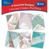 New Generation - Gold Marble Geometric - 2 Pocket Letter Size Folders (6 Pack), Assorted Designs, Heavy Duty & Glossy Laminated
