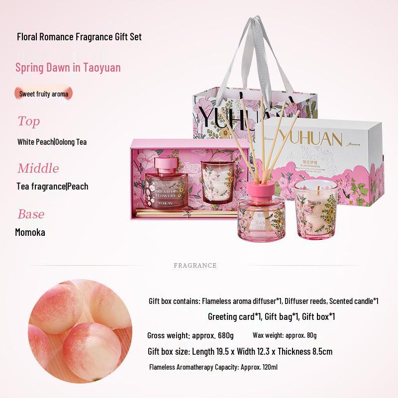 Floral Series Rattan Diffuser: Long-Lasting Flameless Essential Oil Air Freshener & Aromatherapy Gift Box