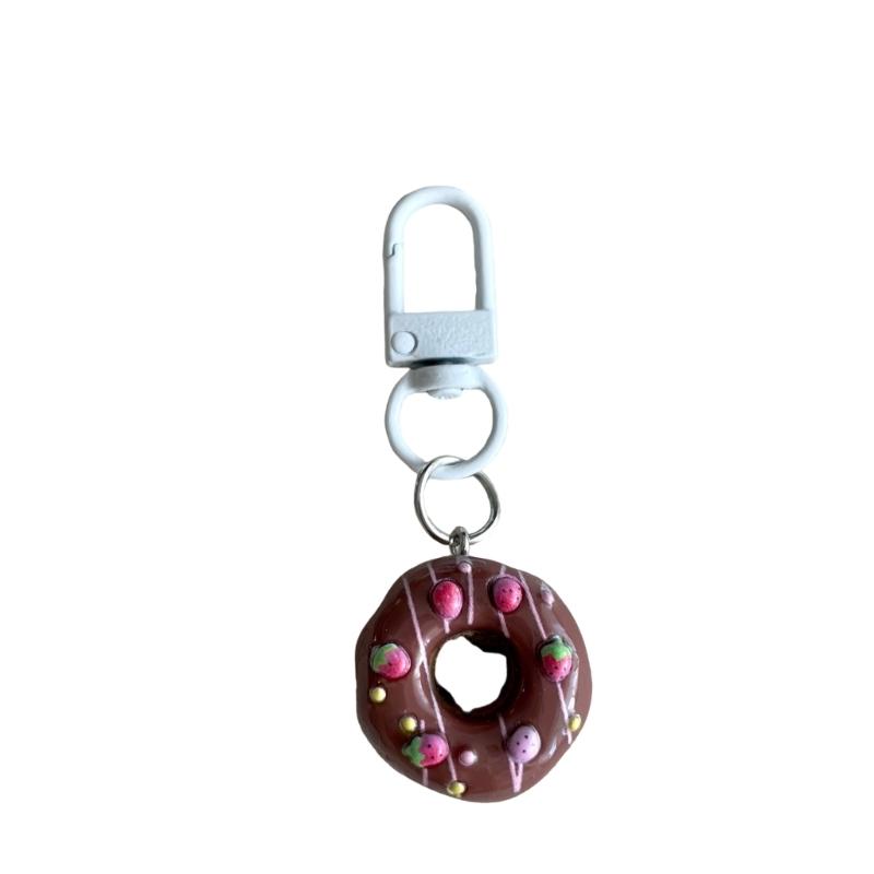 Realistic Doughnuts Cream Keychain Colorful Plastic Accessory Lovely Decoration For Backpacks Purses And Keyrings