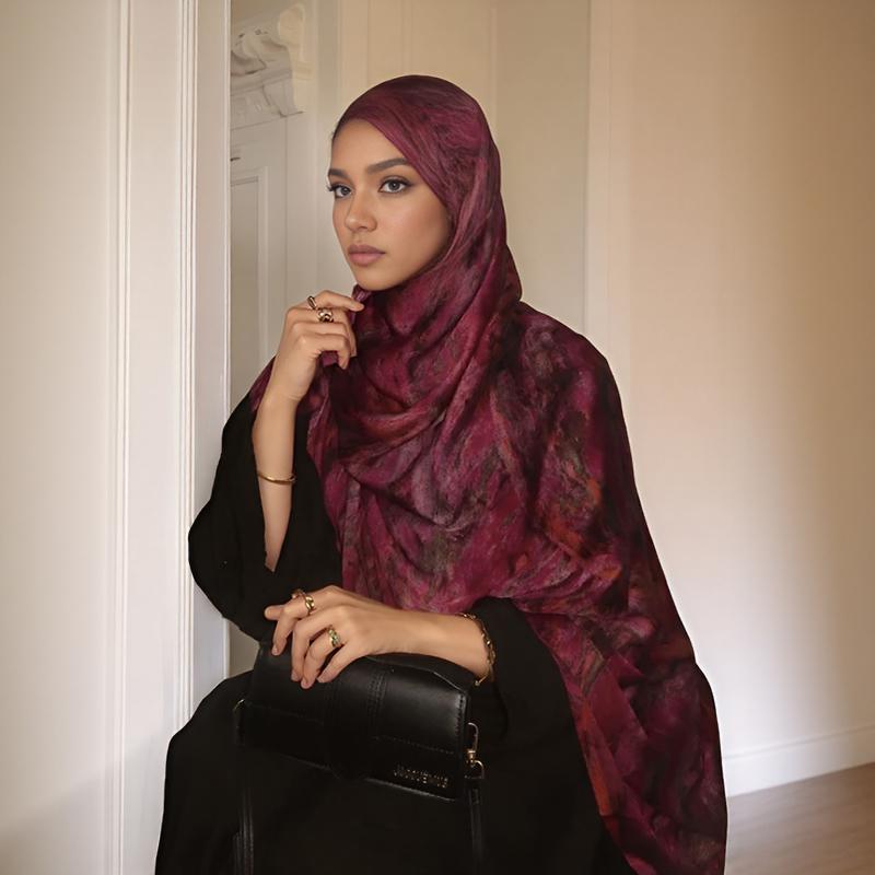 Watercolour Floral Printed Hijab Scarf Long Modal Breathable Light Weight Soft Shawl Cotton Rayon Viscose Woven Women Headban
