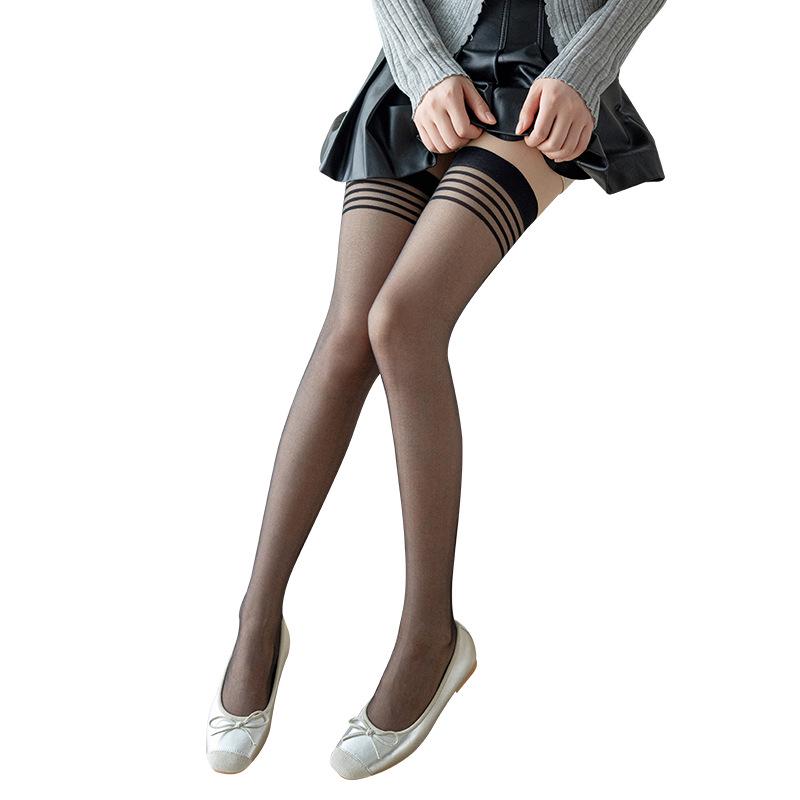 Ultra-thin Nude Anti-snag Over-the-Knee Stockings with Non-slip Stripes