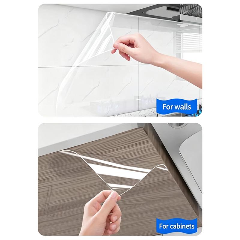 Transparenter Küchen-Ölbeständiger Wandaufkleber Hitzebeständige Selbstklebende WandSchutzfolie für Herd Schrank 45/60cm*2M