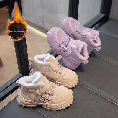 2025 Winter Kids' Warm Cotton Sneakers with Velvet Lining - Soft Sole for Boys and Girls