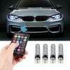 4pcs 6SMD 5050 Interior Dome Map Parking License Plate Light Lamp RGB T10 194 2825 W5W Wedge Led Bulbs With Remote Controller
