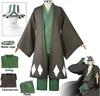 Hot Anime Bleach Cosplay Urahara Kisuke Gotei 13 Costume Kimono Uniform Cape Top Pants Hat Suit For Halloween Carnival Party