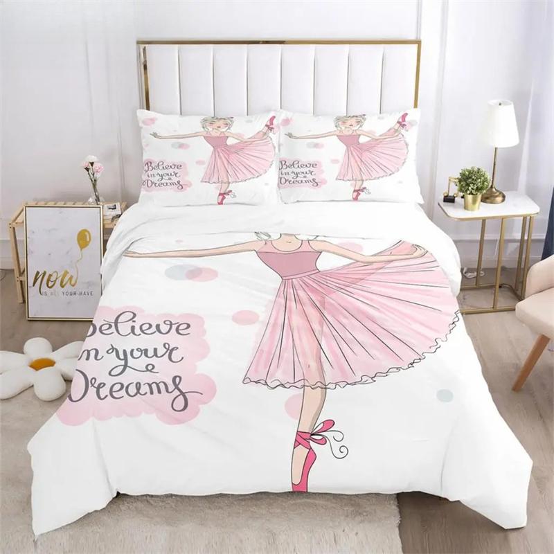 Cartoon Ballet Girl 3D Printed Bedding Set Duvet Covers Pillowcases Comforter Bedding Set Bedclothes Duvet Cover