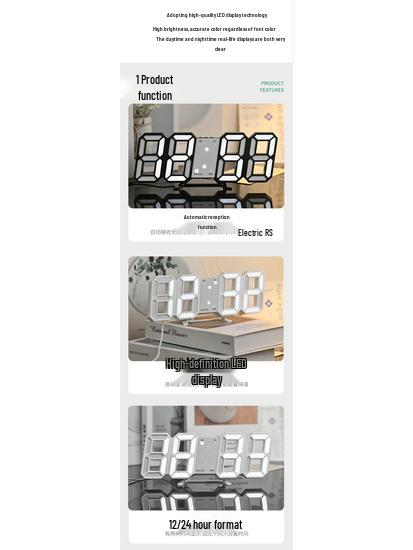 3D Stereo LED Digital Wall Clock with German & Japanese Radio Calibration