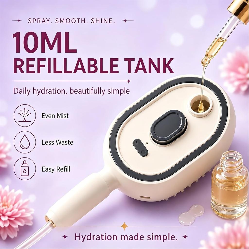 2026 Electric Spray Air Cushion Massage Hair Comb Electric Steaming Hair Straightener Brush Hair Smoothing Brush Steam Brush