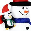 7FT Christmas Inflatable Sitting Snowman Ornament RGB LED Lights With 3 Penguins Christmas Inflatable Outdoor Decoration
