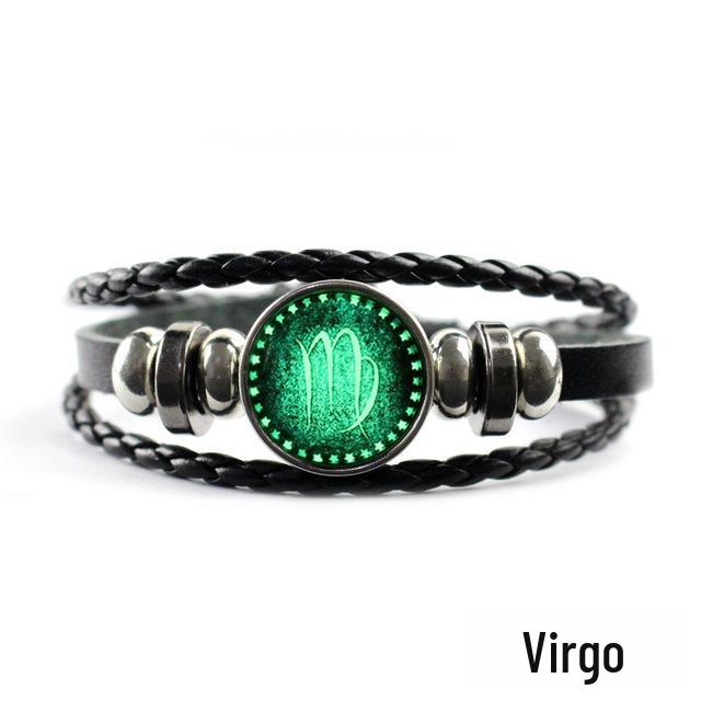 Zodiac Sign Leather Bracelets - European & American Multi-layer DIY Couple Bracelets