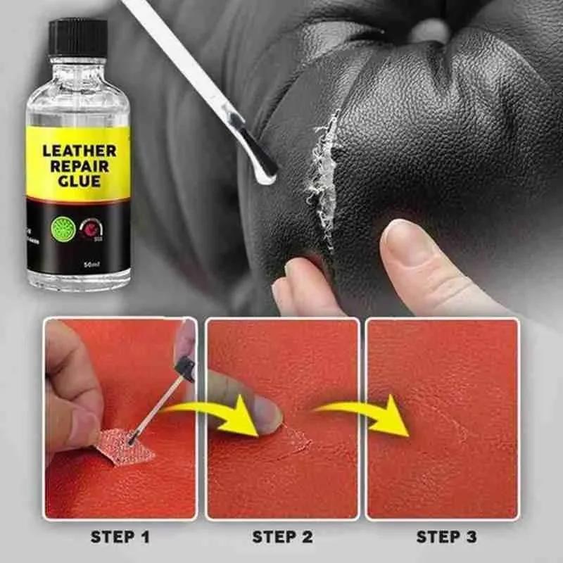 50ml Car Leather Repair Glue Auto Seat Maintenance Leather Care Liquid Rubber Leather Gel Sofa Car Leather Adhesive Glue Tool