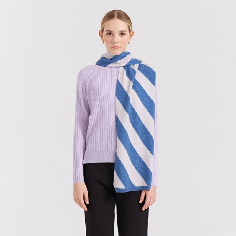 Dal Cashmere Bi Color Cashmere Scarf Blue Gray