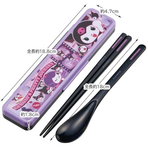 Skater Chopstick Spoon Combination Set 18cm Antibacterial Treated Lunch Box for Adults Comes with Silicone Cushion and Doesn't Make a Sound Made In Ja
