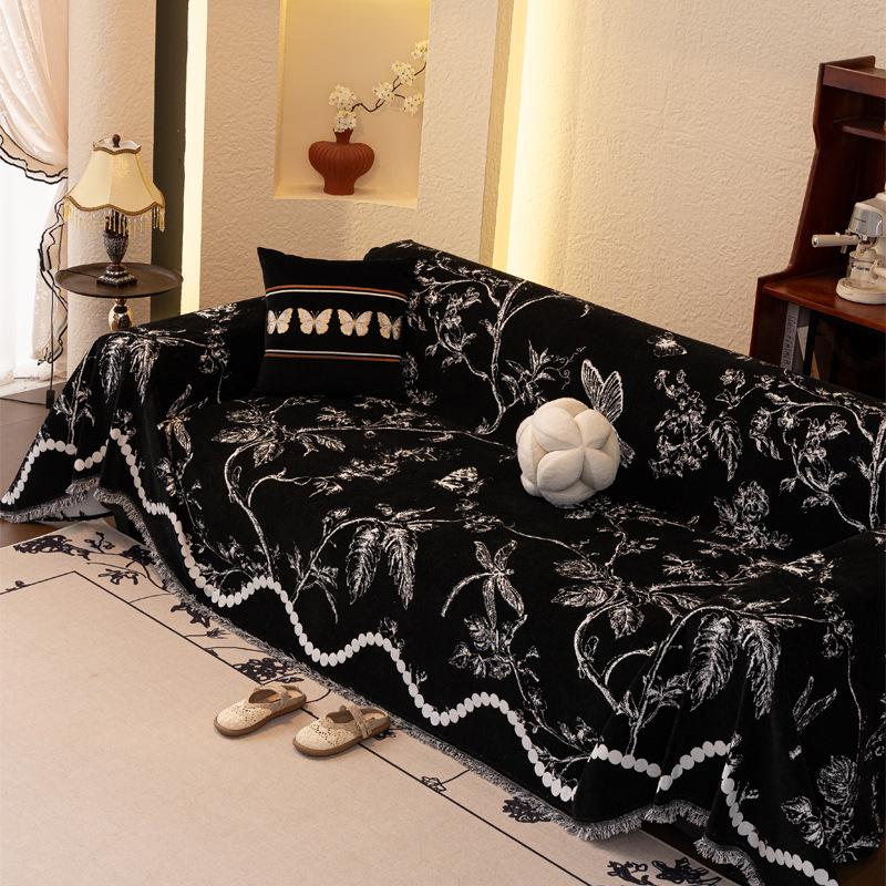 Vintage vysoce kvalitní potah na pohovku francouzského stylu odolný proti poškrábání kočkami univerzální přehoz na pohovku z ženilky